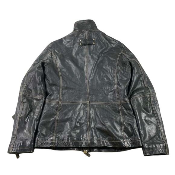 Napapijri Lamb Leather Jacket Women M Black Multi Zipper Detail Western Biker - Picture 2 of 12